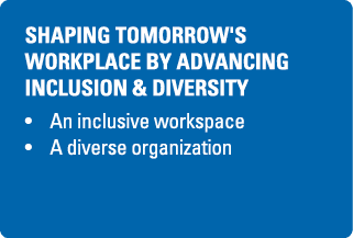 shaping tomorrow's workplace by advancing inclusion & diversity An inclusive workspace A diverse organization