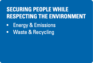 Securing people while respecting the environment Energy & Emissions Waste & Recycling