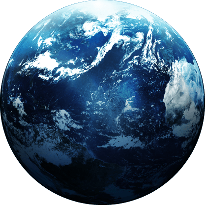 Planet earth with sun rising from space-