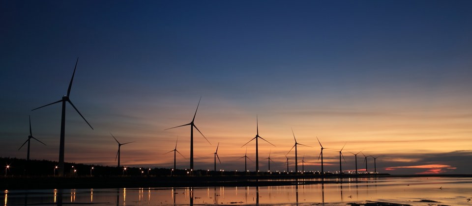 Wind Farm at Dusk.