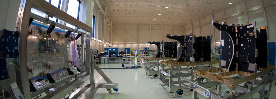 Three Of The First Six Galileo FOC Satellites At OHB Banner