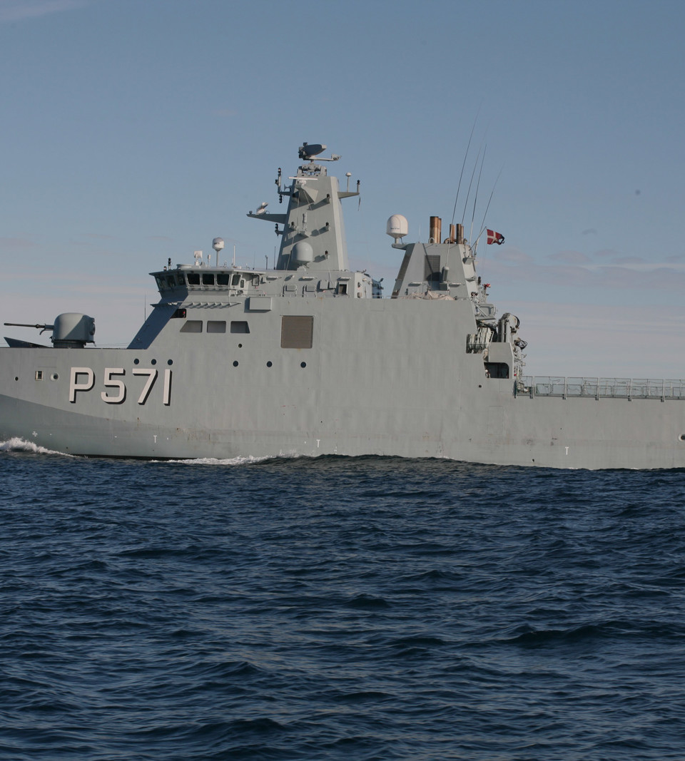 Navy vessel on the ocean.