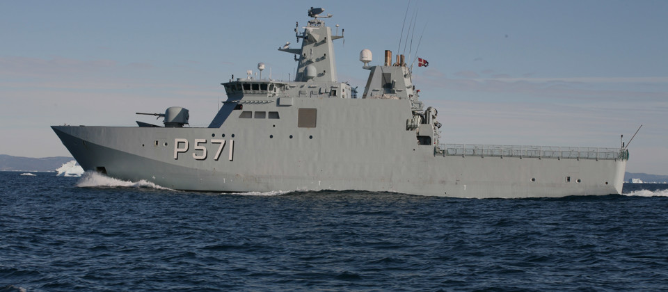 Navy vessel on the ocean.