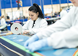 Terma employees working on aerostructures manufacturing at Grenaa production facility.
