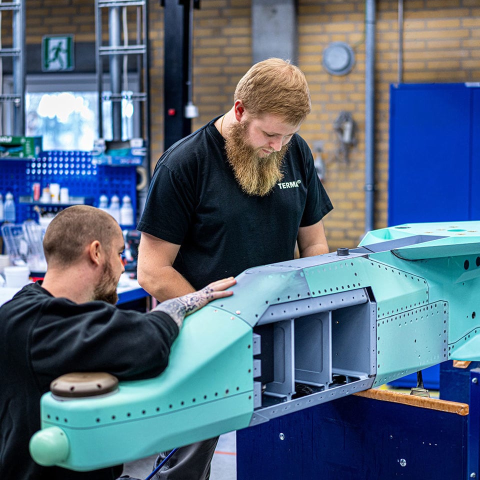 Terma employees working at the production facility in Grenaa, Denmark.