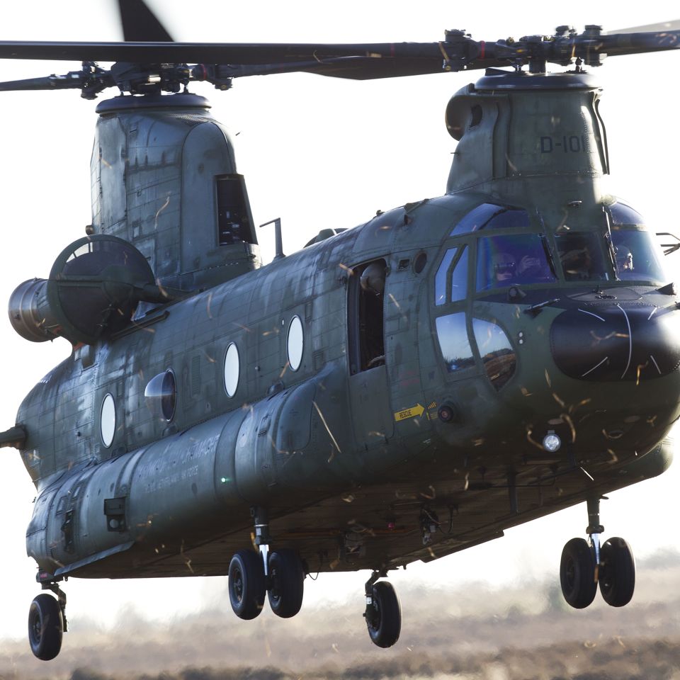 Military helicopter landing.