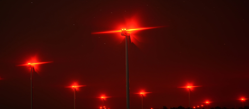 Aircraft Detection Lighting System at a wind farm.