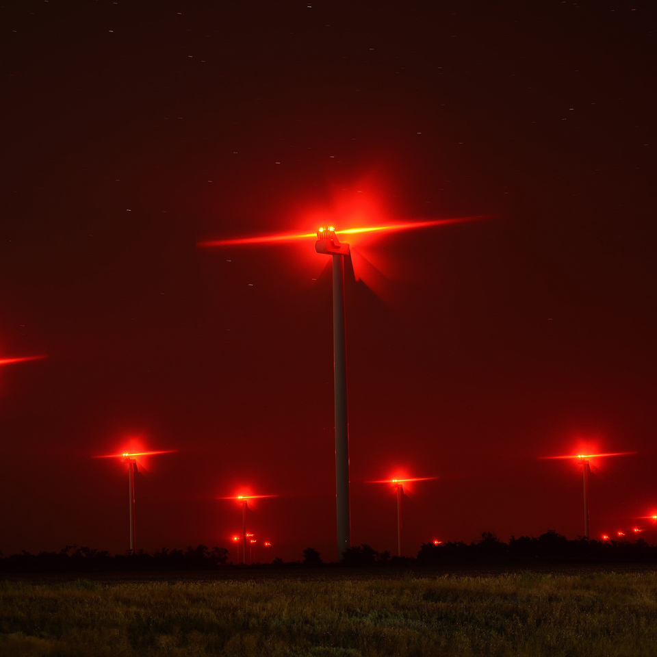 Aircraft Detection Lighting System at a wind farm.