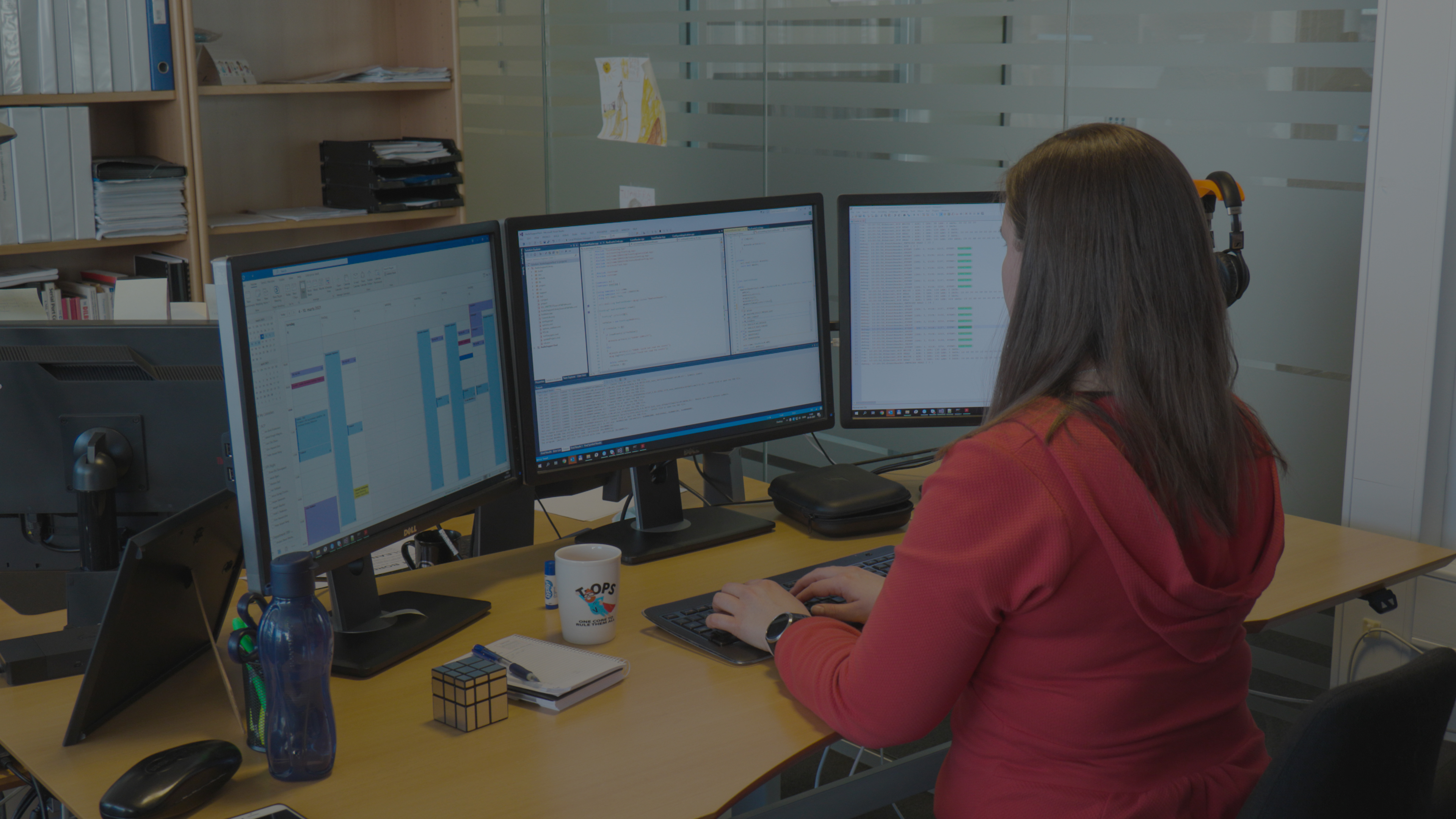 Terma employee working on a computer.