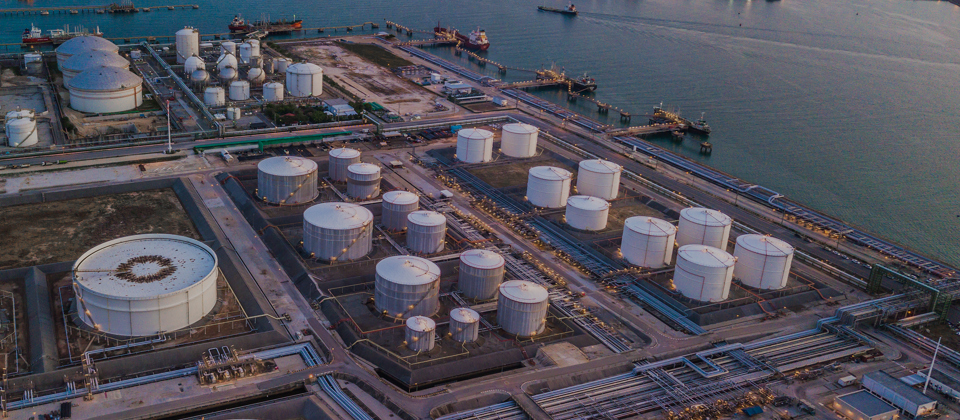 Power plant viewed from the air.