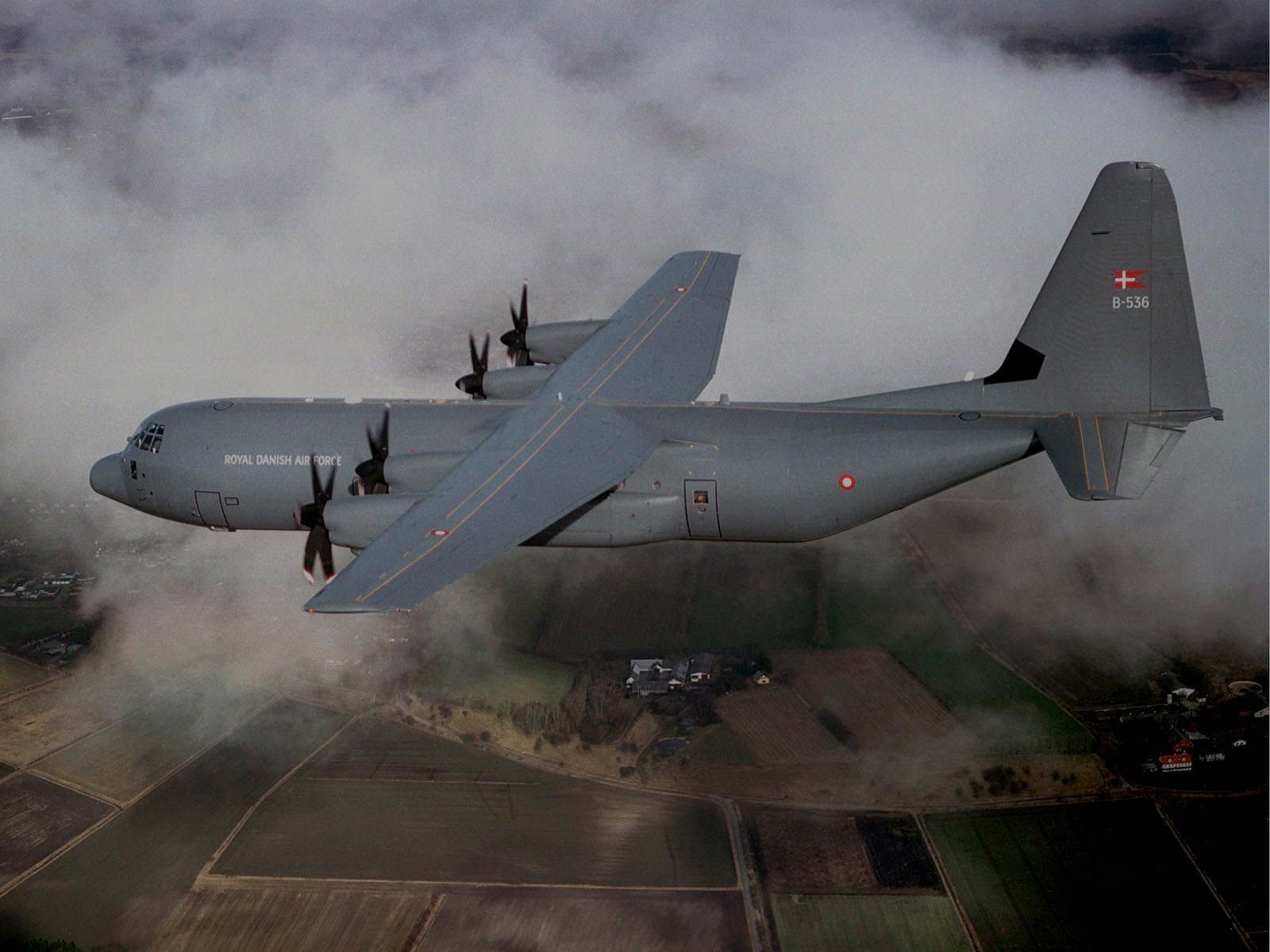 Lockheed Martin C-130J Super Hercules in the air.