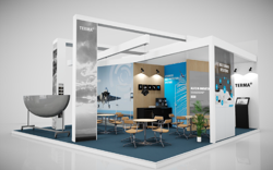 Illustration of Terma booth at Farnborough Airshow 2022.