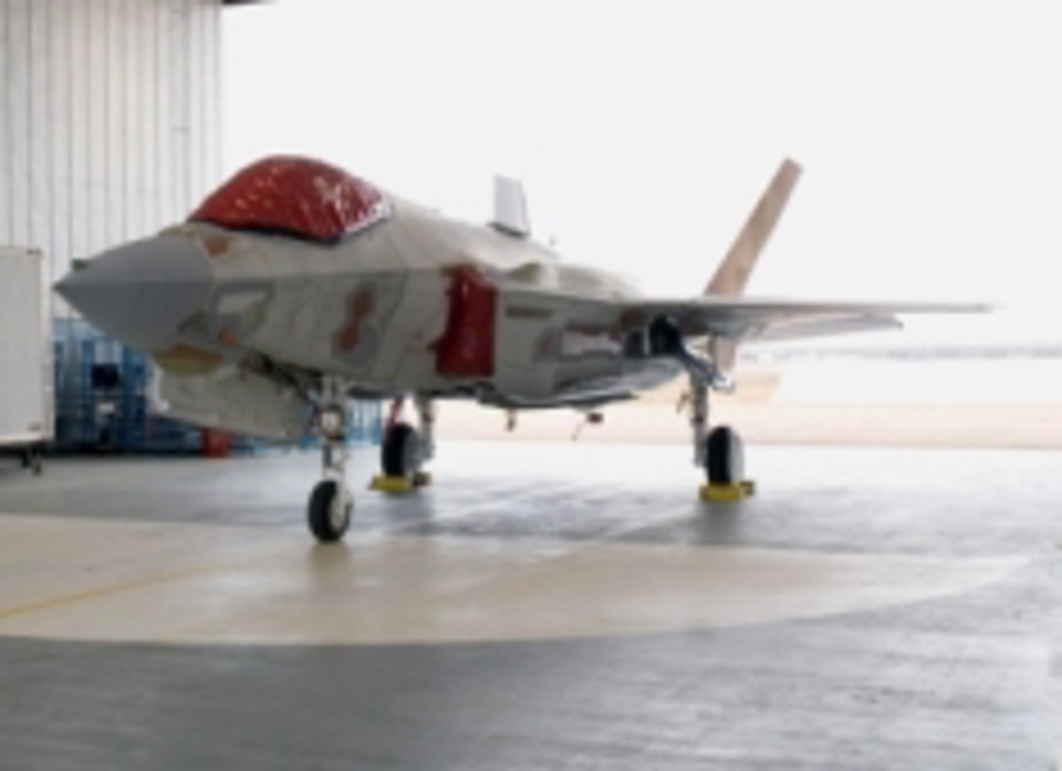 F-35 Lightning II Fighter Jet in hangar.