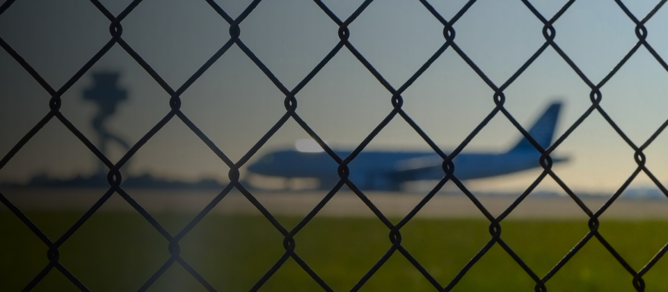 Airplane on a runway.