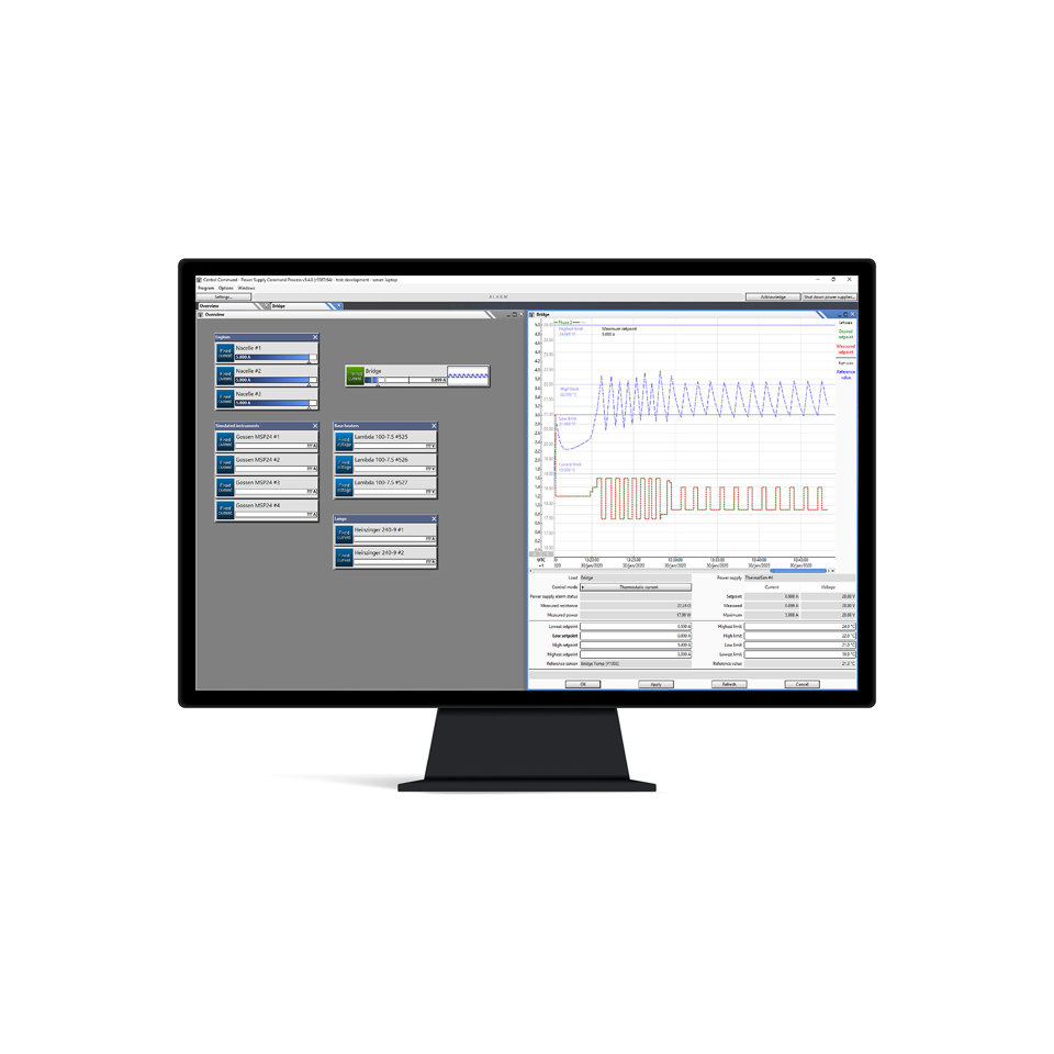 STAMP Power Supply Command Program presented on a screen.