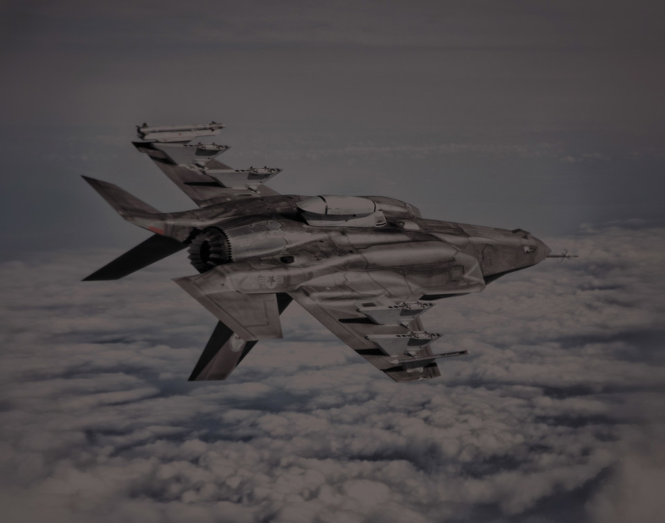 Lockheed Martin F 35 Lightning II in the air.