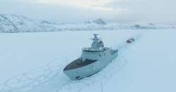 Icebreaker vessel in the artic.