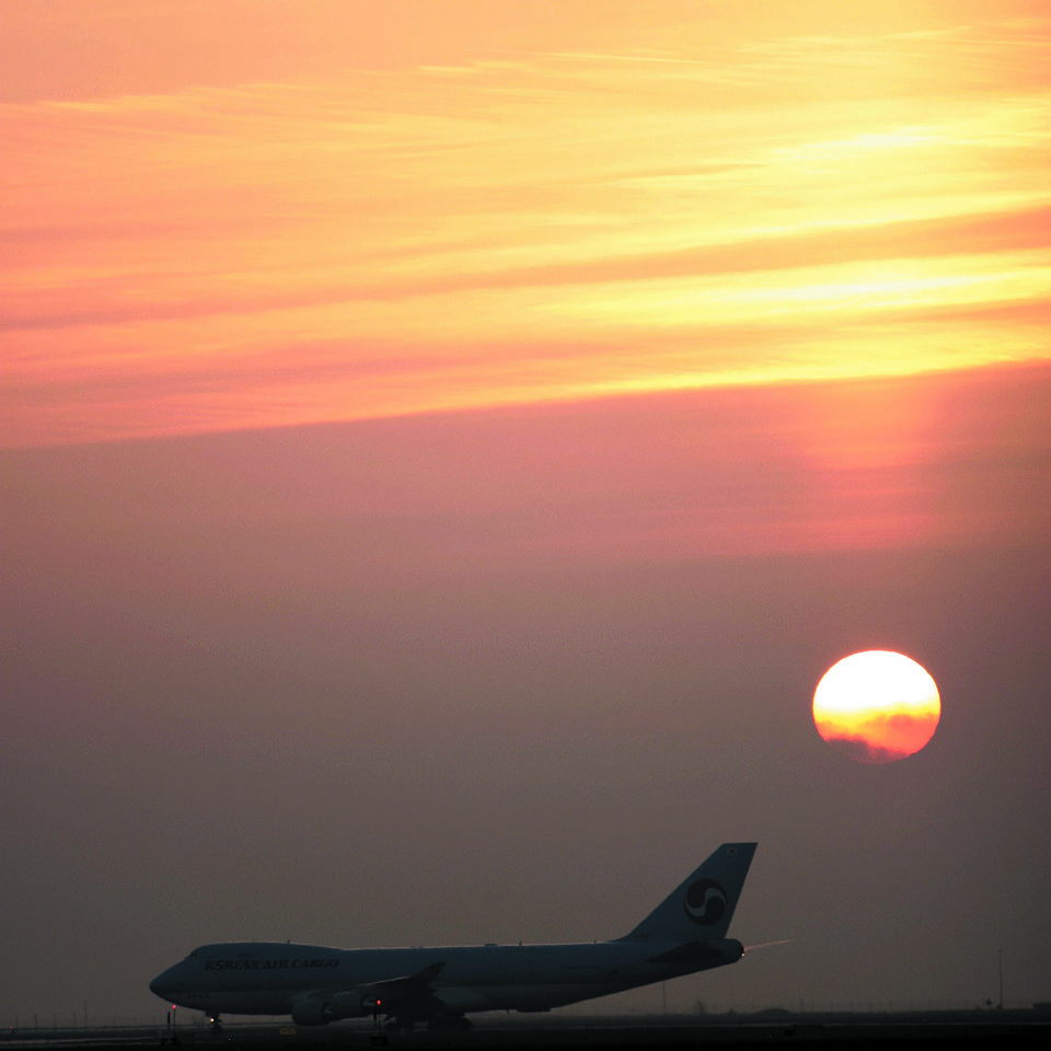 Sunset at Copenhagen Airport.