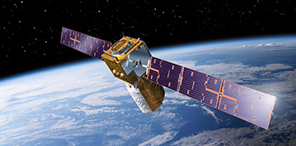 The Aeolus satellite with star trackers on-board.