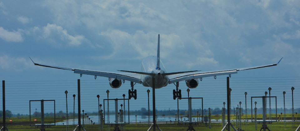 Aircraft departing from airport.