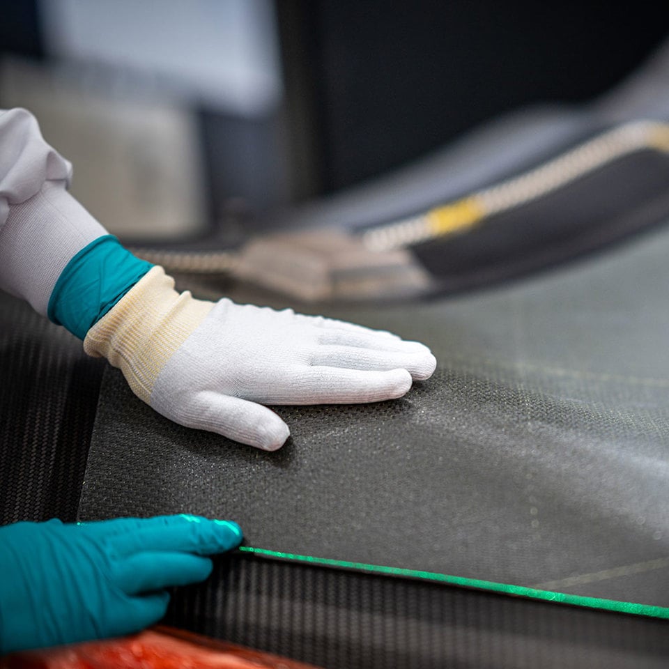 Terma employee working at the production facility in Grenaa, Denmark.