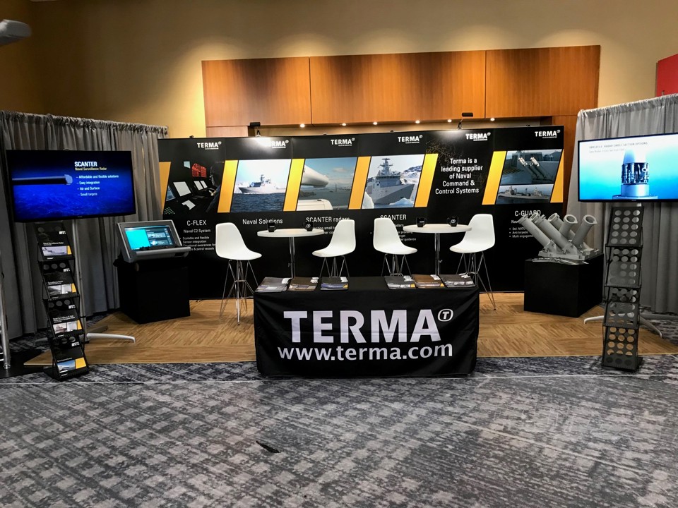 Terma booth showcasing naval solutions at Surface Navy National Symposium 2019.