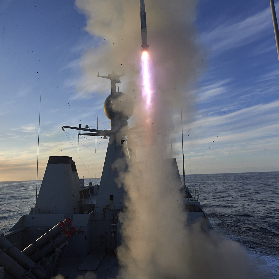 Sea Sparrow firing from frigate Absalon.