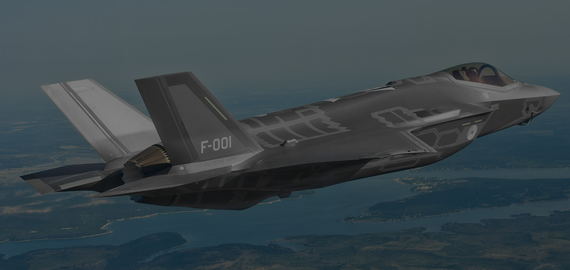 Lockheed Martin F 35 Lightning II in the air.