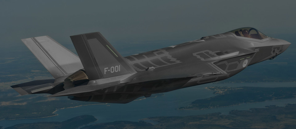 Lockheed Martin F 35 Lightning II in the air.