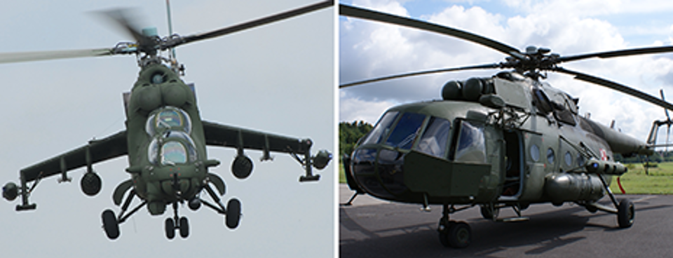 Polish Mi-17 and Mi-24 helicopters.