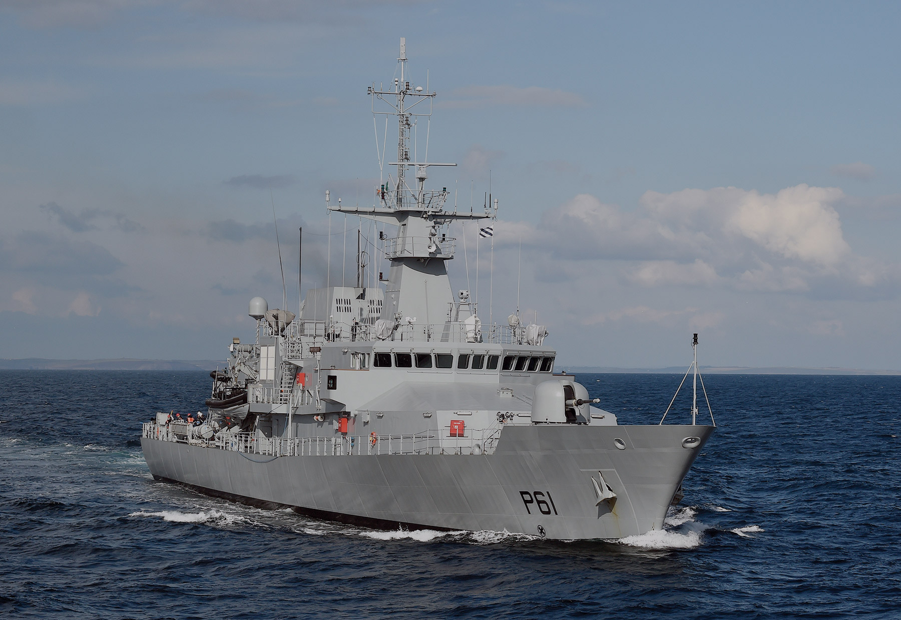 Navy vessel on the ocean.