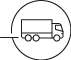 A simple black line drawing of a delivery truck inside a partially open circle with a horizontal line extending from the left side. Description generated by AI