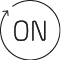 The word “ON" is centered inside a circular arrow pointing clockwise, suggesting activation or power. Description generated by AI