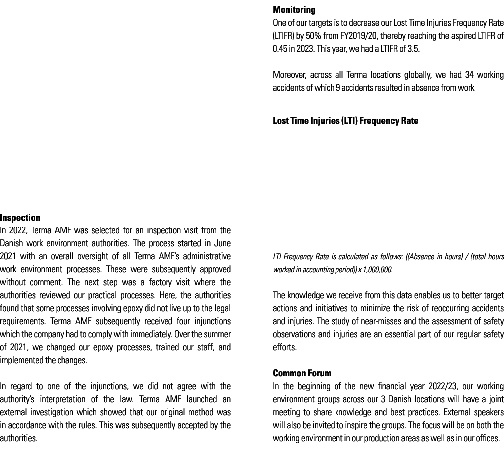         Inspection In 2022, Terma AMF was selected for an inspection visit from the Danish work environment authoriti   
