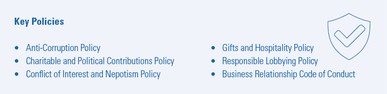 Key Policies Anti Corruption Policy Charitable and Political Contributions Policy Conflict of Interest and Nepotism P...